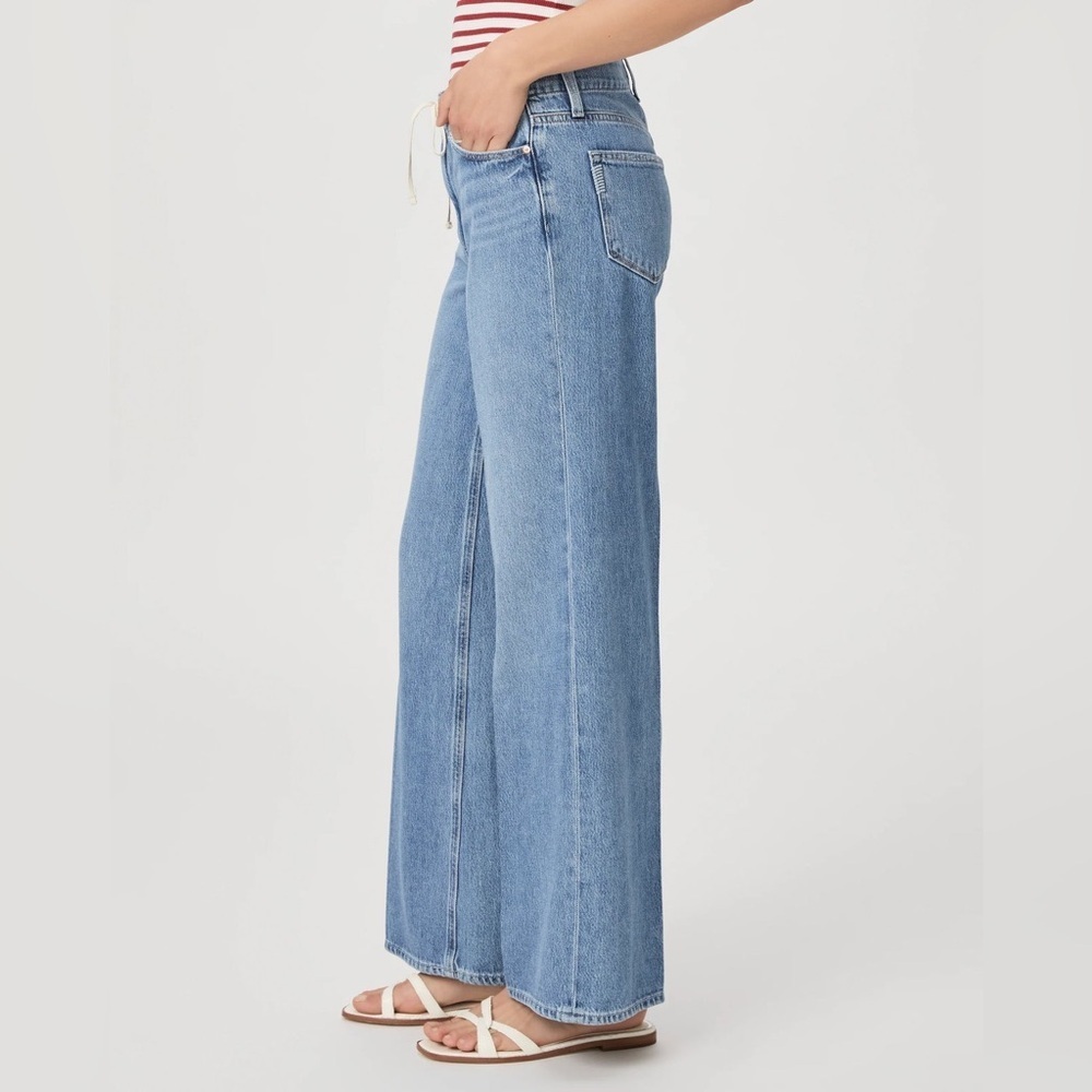 PAIGE Zoey Tie Waist Wide Leg Jeans Alaya Denim Boho Casual Women’s Size 32 - Picture 2 of 16